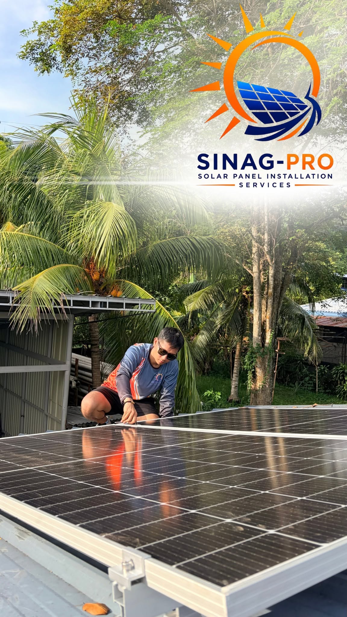 SINAG-PRO installer working on a solar panel frame